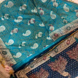 Royal Peacock Bandhani Weave Saree