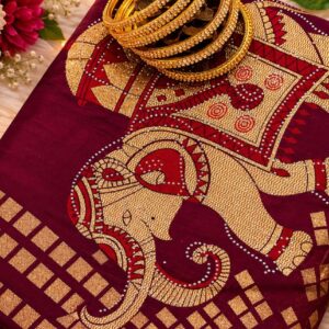 Royal Maroon Elephant Dola Silk Saree